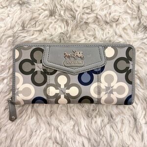 Coach ‘Madison’ Clover Long Zip Around Wallet - Grey/Blue/White